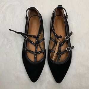 Corso Como Black Studded Multi Strap Pointy Flats